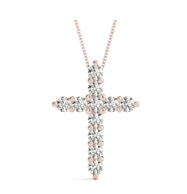 Solitaire Diamond Cross Pendant - Image 3